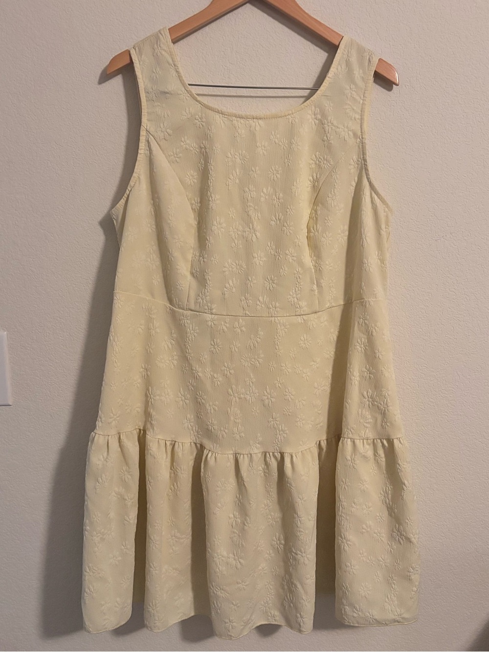 Sleeveless Cream Floral Tiered Dress